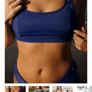 Blue Ribbed Oraki bikini top